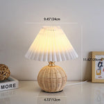 Boho Rattan Pleated Cone Table Lamp