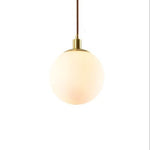 Adjustable Ceiling Pendant with Glass Shade for Entryway, Den, or Sleeping Space - Modern Suspended Fixture in White or Gold - 10 Inch Globe