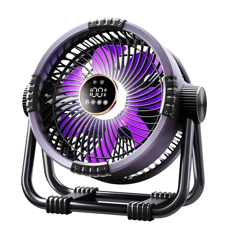 Rechargeable Camping Fan 20000mAh with LED Light & Remote Control for Tent, Outdoors & Emergency