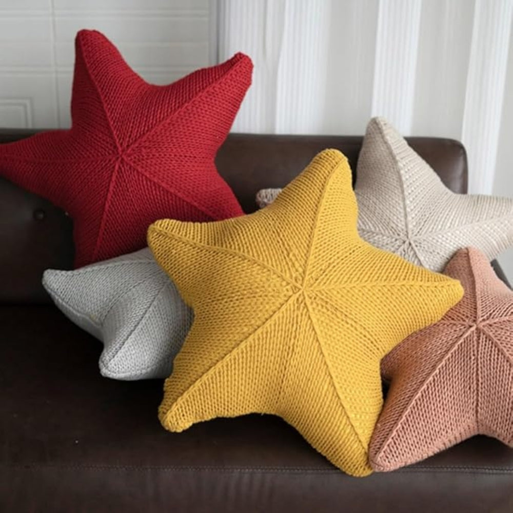 Sandy Cushion - Hand-Knitted, Nautical Starfish Design