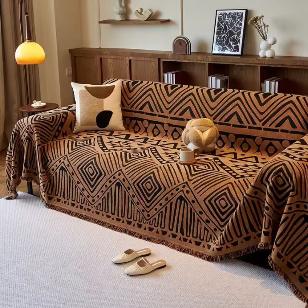 Savanna Sofa Cover - Soft Chenille, Geometric Design
