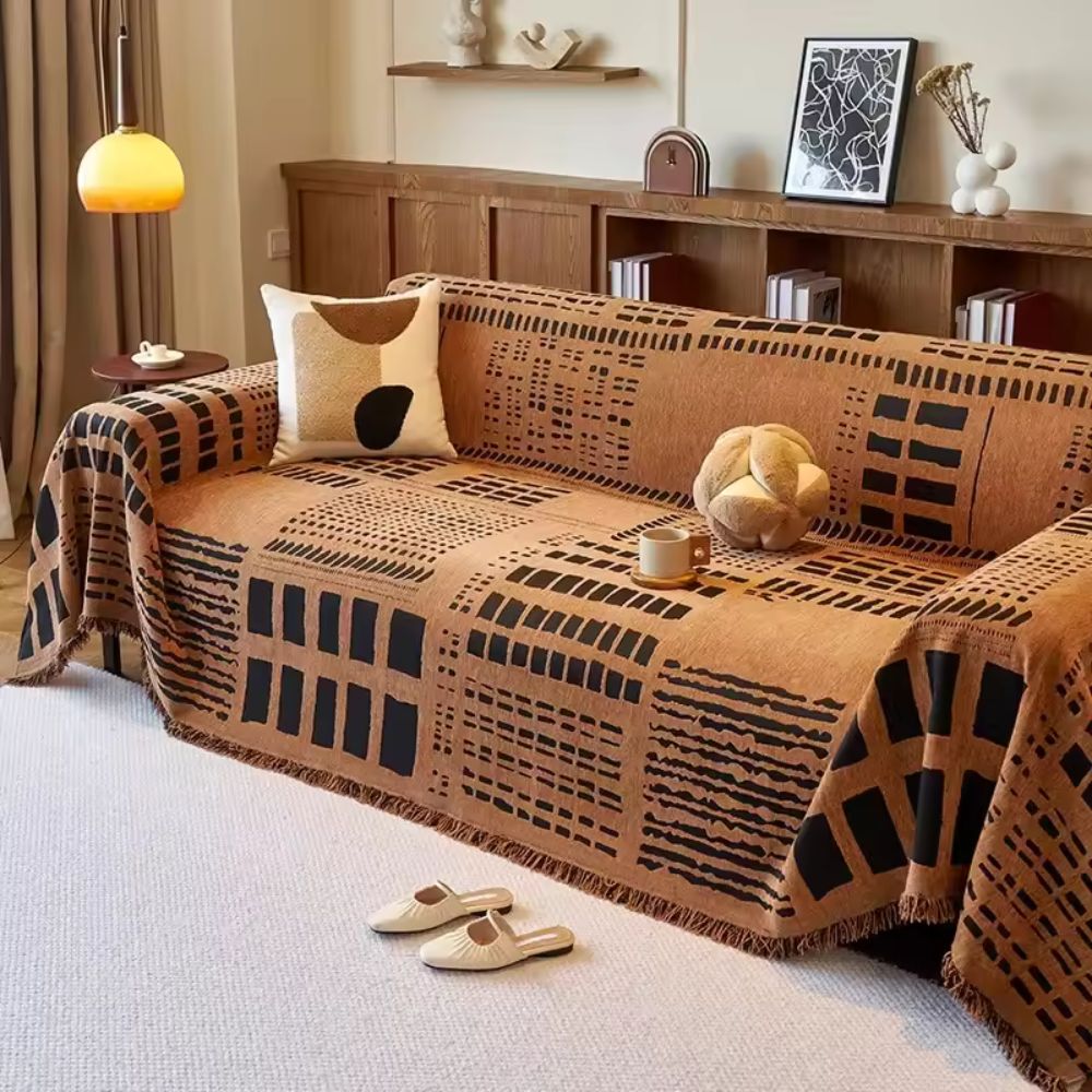 Savanna Sofa Cover - Soft Chenille, Geometric Design