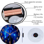 Geometric Quartz Timepiece Navy Blue 12 Inch Round Glass Face Gold Hands Whisper Quiet Analog for Bedroom Office Apartment Contemporary Home