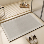 Bathroom Floor Mat Fast-Drying Non-Slip Rubber Base Soft Fleece 3mm Thin for Shower Tub Sink Beige Gray