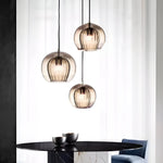 Spherical Glass Hanging Light with Adjustable Height for Kitchen Island, Dining Table, Bedroom | E27 Socket | Modern Orb Fixture for Home