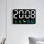LED Alarm Clock with Weather Display 9.8 inch Temperature Humidity Monitor Remote Control Desk Wall Mount Digital Clock for Bedroom Office H