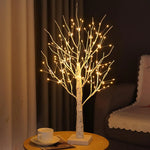 USB Rechargeable LED Birch Tree Accent Lamp 23 Inches Tall White Natural Wood Finish for Nightstand Desk Bedroom Living Room Office Ambient