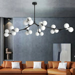 Sculptural Multi-Globe Ceiling Fixture with Repositionable Arms in Frosted Glass & Metal for Dining Areas & Living Spaces