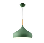 E27 Dome Pendant Fixture with Wood Trim – Adjustable Height Hanging Light for Kitchen Island, Dining Table, Bedroom – Minimalist Nordic-Insp