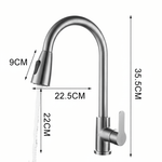 Single-Handle Pull-Down Kitchen Faucet with 360° Swivel Spout – Chrome, Brushed Nickel, Black & Gray Finish Options for Modern Sink
