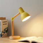 Swivel Wood Task Lamp with Metal Shade for Desks & Nightstands – E27 Socket Adjustable Reading Light