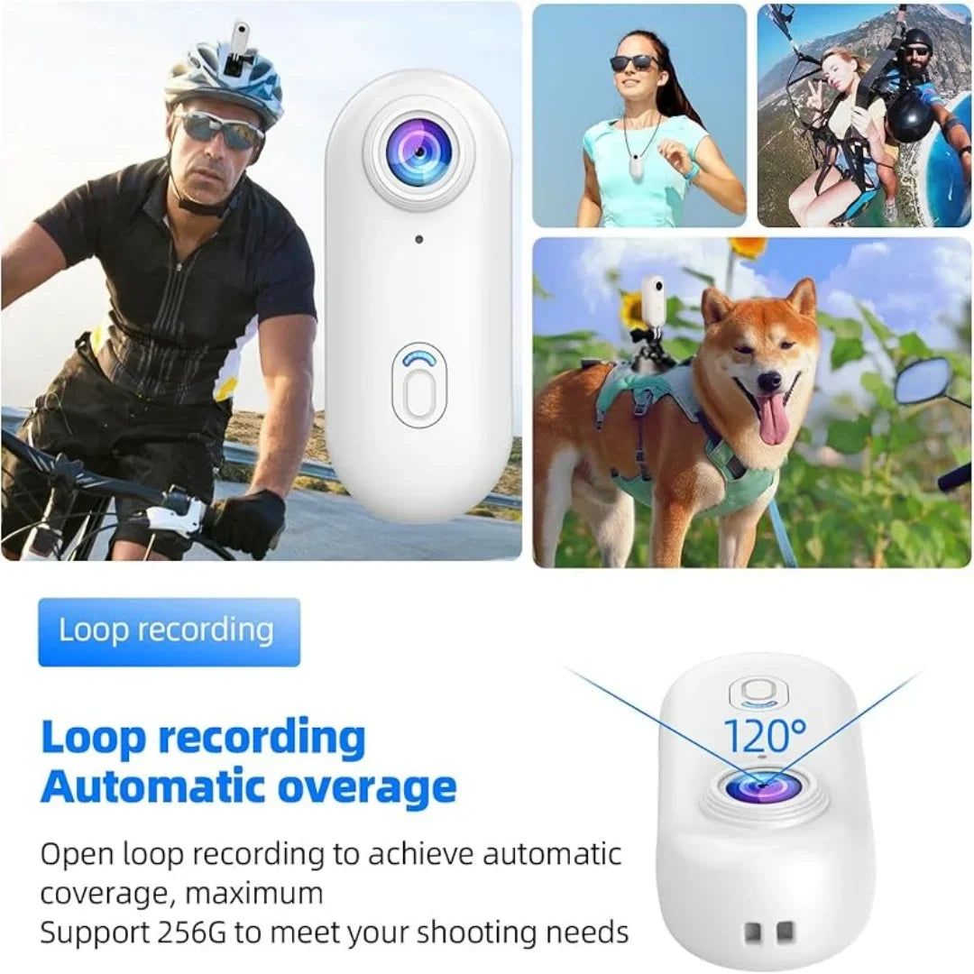 Compact 4K Action Camera with WiFi, Water-Resistant Housing, Magnetic Clip & 360° Rotating Mount for POV Recording