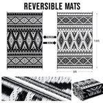 Woven Reversible Patio Mat with Braided Plastic Construction for Decks, Balconies & Camping | Weather-Resistant Geometric Floor Covering