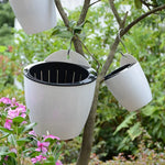Wall-Mount Self-Watering Planter 7 in Diameter White Plastic Vertical Herb Pot Indoor Outdoor Hydroponic Succulent Holder Removable Basket f