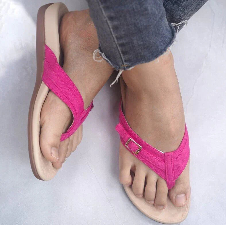 Orthopedic Arch Support Sandals for Women – Cushioned Footbed Slip-On Comfort Slides & Flat Feet Relief