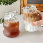 Textured Drinking Glasses Set of 4 Clear Heat-Safe Borosilicate 5 Inch Cups for Coffee Tea Juice Cocktails Water Kitchen Barware Home Entert