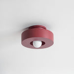 Sculptural Flush Mount Light 12 Inch Geometric Polymer Fixture E26 E27 for Bedroom Living Room Kitchen in Red Green Black
