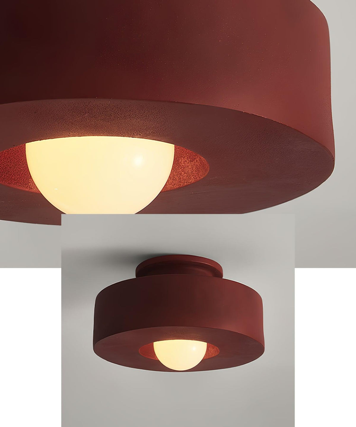 Sculptural Flush Mount Light 12 Inch Geometric Polymer Fixture E26 E27 for Bedroom Living Room Kitchen in Red Green Black