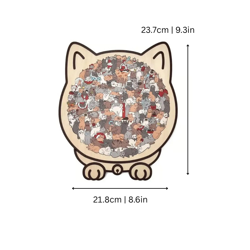 135 Piece Cat Shaped Wooden Puzzle