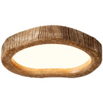 Rustic Wood-Grain LED Ceiling Light for Bedroom & Living Room – Flush Mount Ambient Fixture