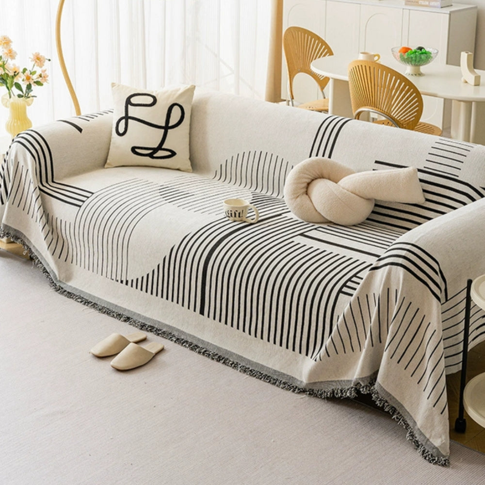 Sleek Sofa Cover - Soft Chenille, Cozy Snowflake Design