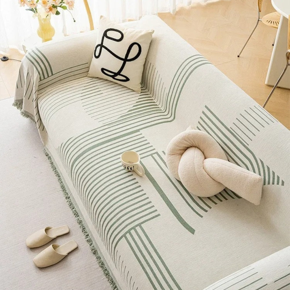 Sleek Sofa Cover - Soft Chenille, Cozy Snowflake Design