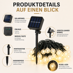 Solar String Lights Outdoor Water-Resistant 33ft LED Globe Fairy Lights for Patio Garden Camping Party Deck Yard Warm White Glow Wireless