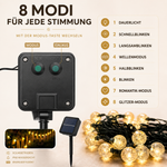 Solar String Lights Outdoor Water-Resistant 33ft LED Globe Fairy Lights for Patio Garden Camping Party Deck Yard Warm White Glow Wireless