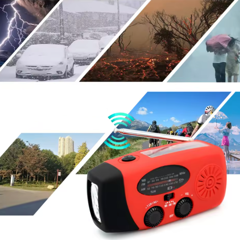Portable Solar Emergency Radio with Hand Crank Charger