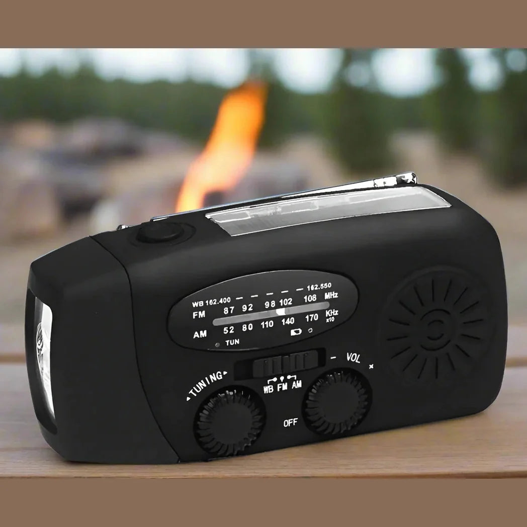 Portable Solar Emergency Radio with Hand Crank Charger