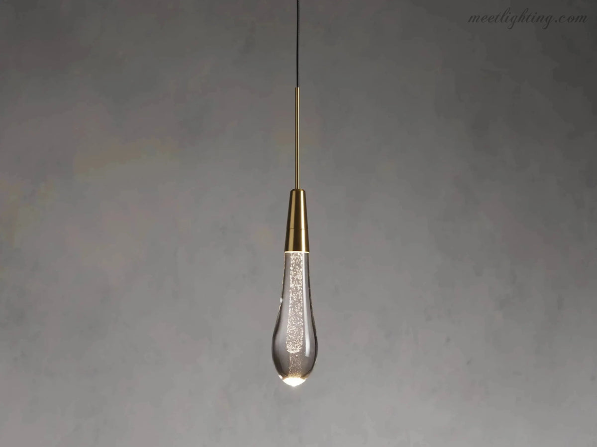 Seeded Glass Teardrop Pendant Light Dimmable LED for Kitchen Island Dining Room Entryway Adjustable Cord Vaulted Ceiling Compatible