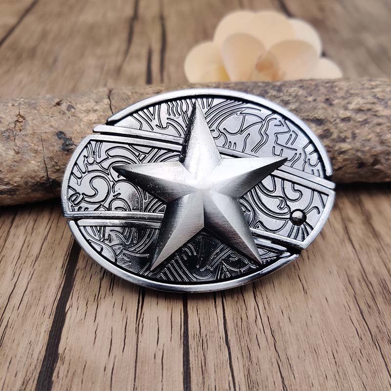 Oval Bull Skull Belt Buckle with Hidden Knife