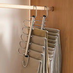 Vertical Multi-Bar Closet Hanger Stainless Steel Rotating Hook Pants Scarf Organizer Space Saver for Bedroom Wardrobes Laundry Rooms