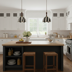 Hanging Ceiling Light with Tulip-Style Striped Shade 7.9 in Diameter Adjustable Wood Accent for Kitchen Dining Room Reading Nook Breakfast