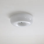 LED Flush Mount Light Fixture Chrome Textured Glass Shade Integrated Lighting 16 in Round Low Profile for Bedroom Living Room Dining Room Co