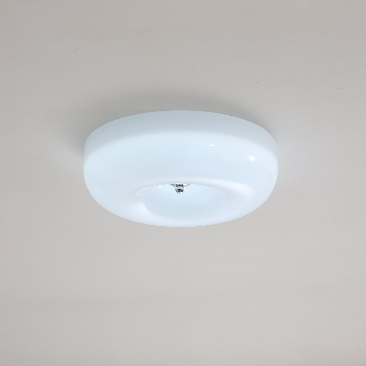 LED Flush Mount Light Fixture Chrome Textured Glass Shade Integrated Lighting 16 in Round Low Profile for Bedroom Living Room Dining Room Co