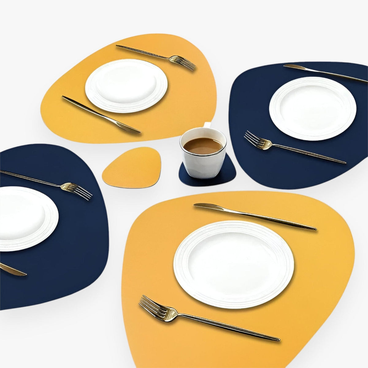 Premium Synthetic Leather Table Mats – Reversible Dining Set