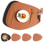 Premium Synthetic Leather Table Mats – Reversible Dining Set
