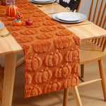 Talon Fall Table Runner - Soft Woven Fabric, Tufted Pumpkin and Ghost Design