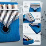 Natural Wood 17-Key Kalimba Thumb Piano Instrument