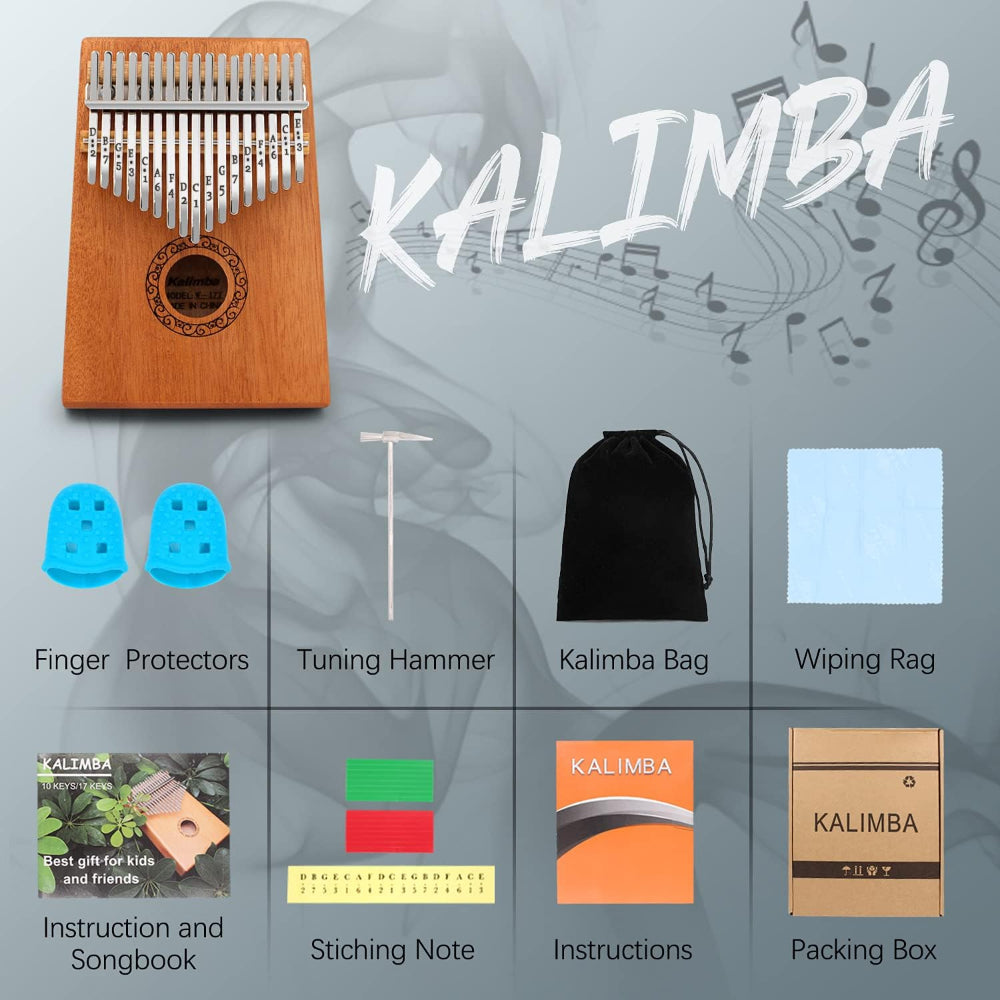 Natural Wood 17-Key Kalimba Thumb Piano Instrument