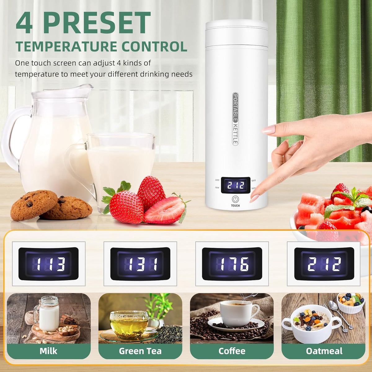 Compact Electric Kettle for Travel – Smart Temperature Control with LCD