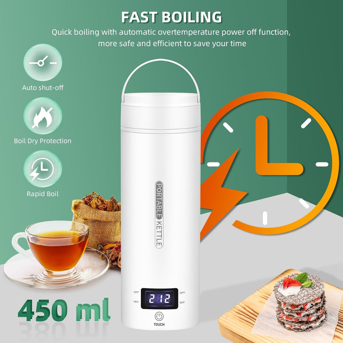 Compact Electric Kettle for Travel – Smart Temperature Control with LCD