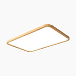 Rectangle LED Overhead Light 47×32 Inch Wood Frame Dimmable Remote 3-Color Temperature Dining Room Bedroom Hall Low Profile Fixture Modern S