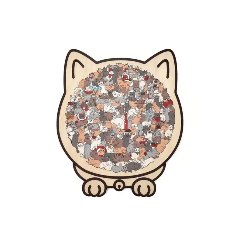 135 Piece Cat Shaped Wooden Puzzle