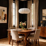 Hanging Silk Ceiling Fixture with Organic Shape for Dining Rooms & Living Spaces – Dimmable LED Compatible in 12, 16, or 20 Inch Sizes