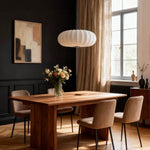 Hanging Silk Ceiling Fixture with Organic Shape for Dining Rooms & Living Spaces – Dimmable LED Compatible in 12, 16, or 20 Inch Sizes