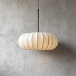 Hanging Silk Ceiling Fixture with Organic Shape for Dining Rooms & Living Spaces – Dimmable LED Compatible in 12, 16, or 20 Inch Sizes