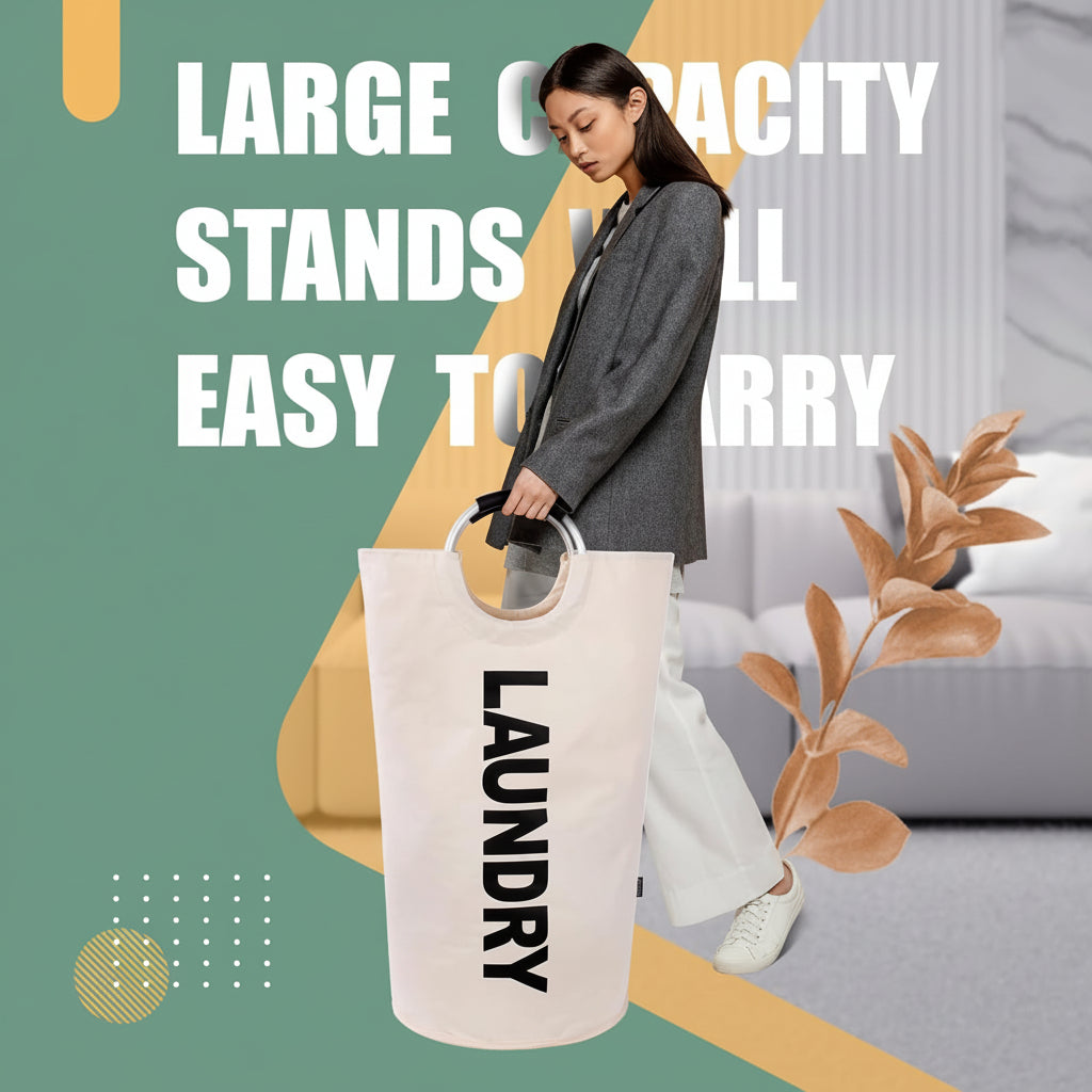 Versatile Foldable Laundry Hamper | Water-Resistant Fabric with 90L Capacity | Space-Saving Design for Organized Laundry