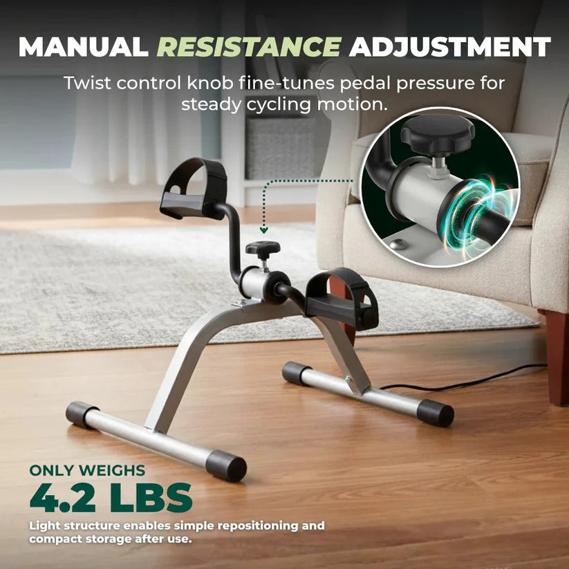 Versatile Pedal Exerciser | Compact Trainer with Adjustable Resistance | Dual Function for Arm and Leg Workouts